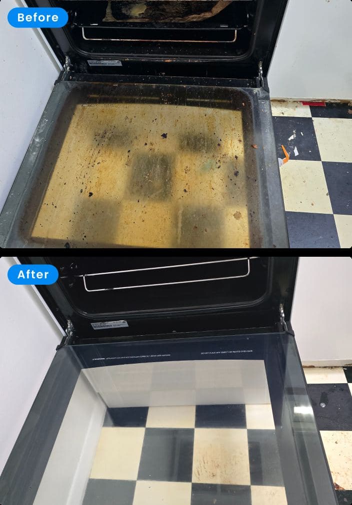 Before and after oven clean